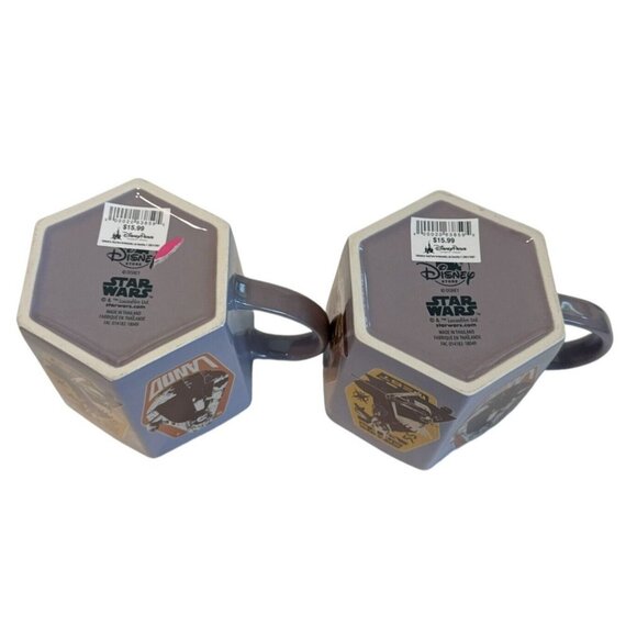 Set of 2 Disney Parks Hexagon Star Wars Characters Collectible Coffee Mugs NEW - Picture 8 of 10